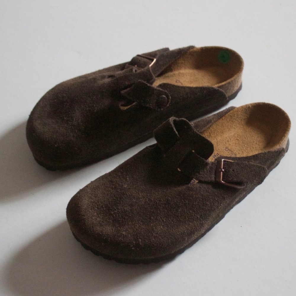Birkenstock Boston Clog Mocha Suede Soft Footbed